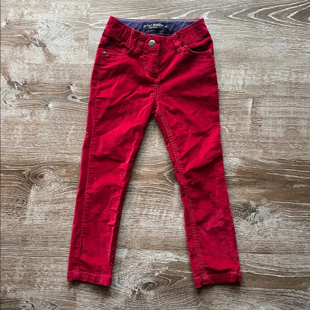Mini Boden Red Velvet Adjustable Waist Pants size 5Y - Picture 1 of 5